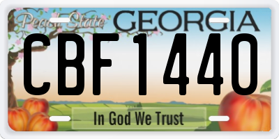 GA license plate CBF1440