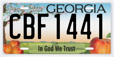 GA license plate CBF1441
