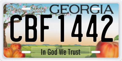 GA license plate CBF1442