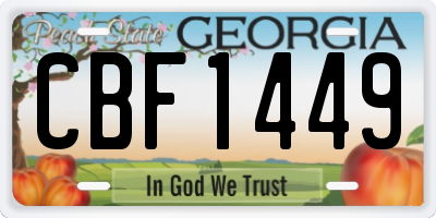 GA license plate CBF1449