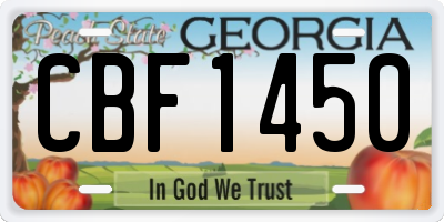 GA license plate CBF1450