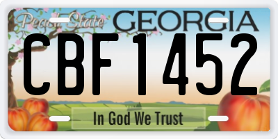 GA license plate CBF1452