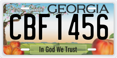 GA license plate CBF1456