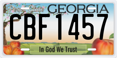 GA license plate CBF1457