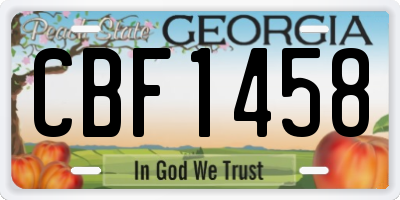 GA license plate CBF1458