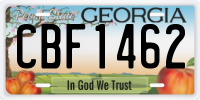 GA license plate CBF1462