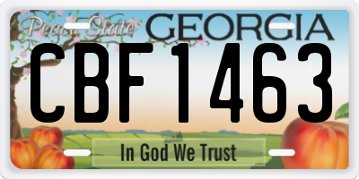 GA license plate CBF1463
