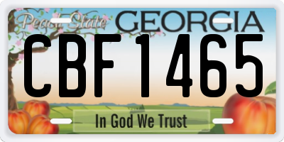 GA license plate CBF1465