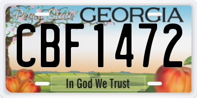 GA license plate CBF1472