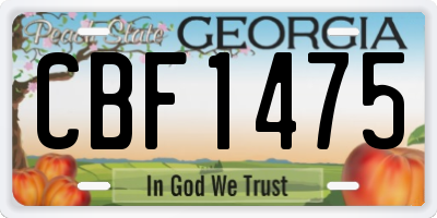 GA license plate CBF1475