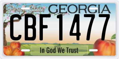 GA license plate CBF1477