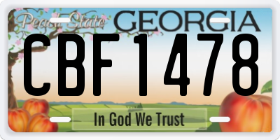 GA license plate CBF1478