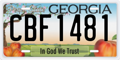 GA license plate CBF1481