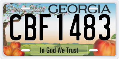 GA license plate CBF1483