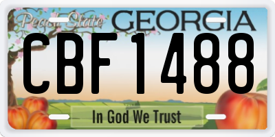 GA license plate CBF1488