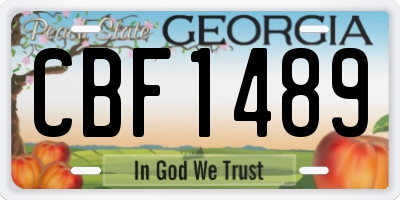 GA license plate CBF1489