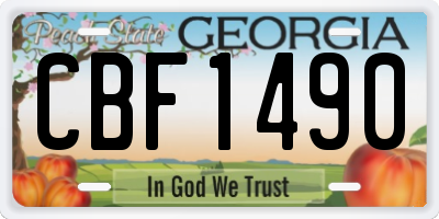 GA license plate CBF1490
