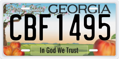 GA license plate CBF1495