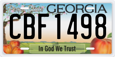 GA license plate CBF1498