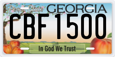 GA license plate CBF1500