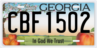 GA license plate CBF1502