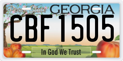 GA license plate CBF1505