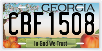 GA license plate CBF1508