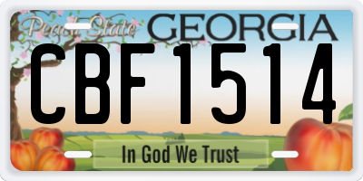 GA license plate CBF1514