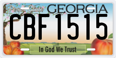 GA license plate CBF1515