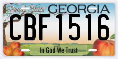 GA license plate CBF1516