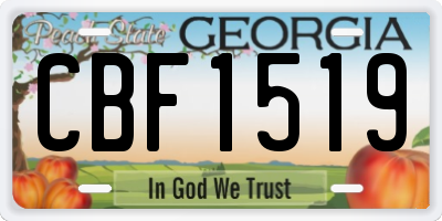 GA license plate CBF1519