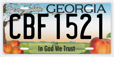 GA license plate CBF1521