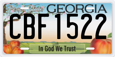 GA license plate CBF1522