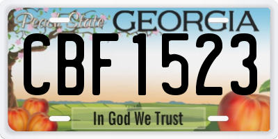GA license plate CBF1523