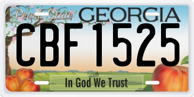 GA license plate CBF1525