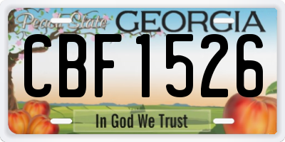 GA license plate CBF1526