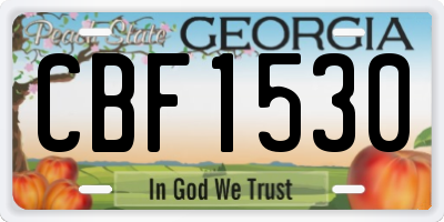 GA license plate CBF1530