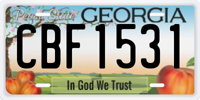 GA license plate CBF1531