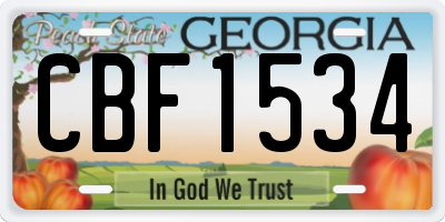 GA license plate CBF1534