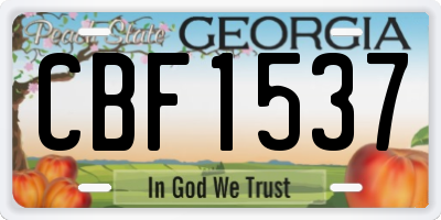 GA license plate CBF1537