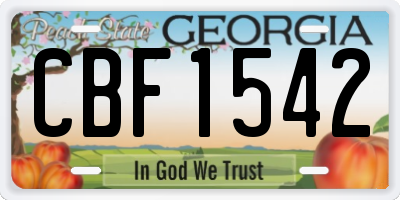 GA license plate CBF1542