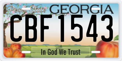 GA license plate CBF1543