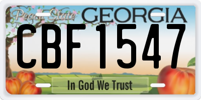 GA license plate CBF1547