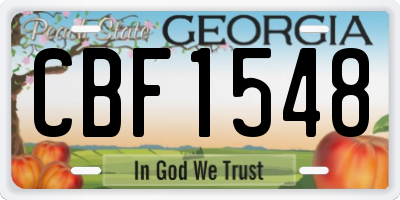 GA license plate CBF1548