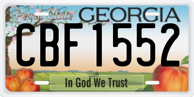 GA license plate CBF1552