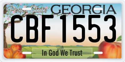 GA license plate CBF1553