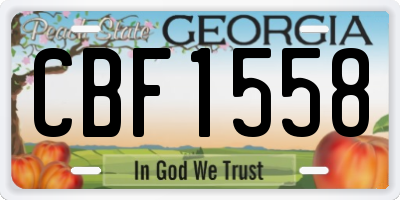 GA license plate CBF1558