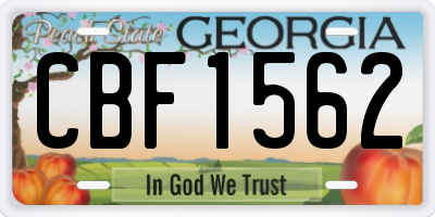 GA license plate CBF1562