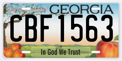 GA license plate CBF1563