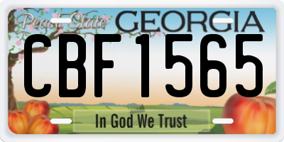 GA license plate CBF1565